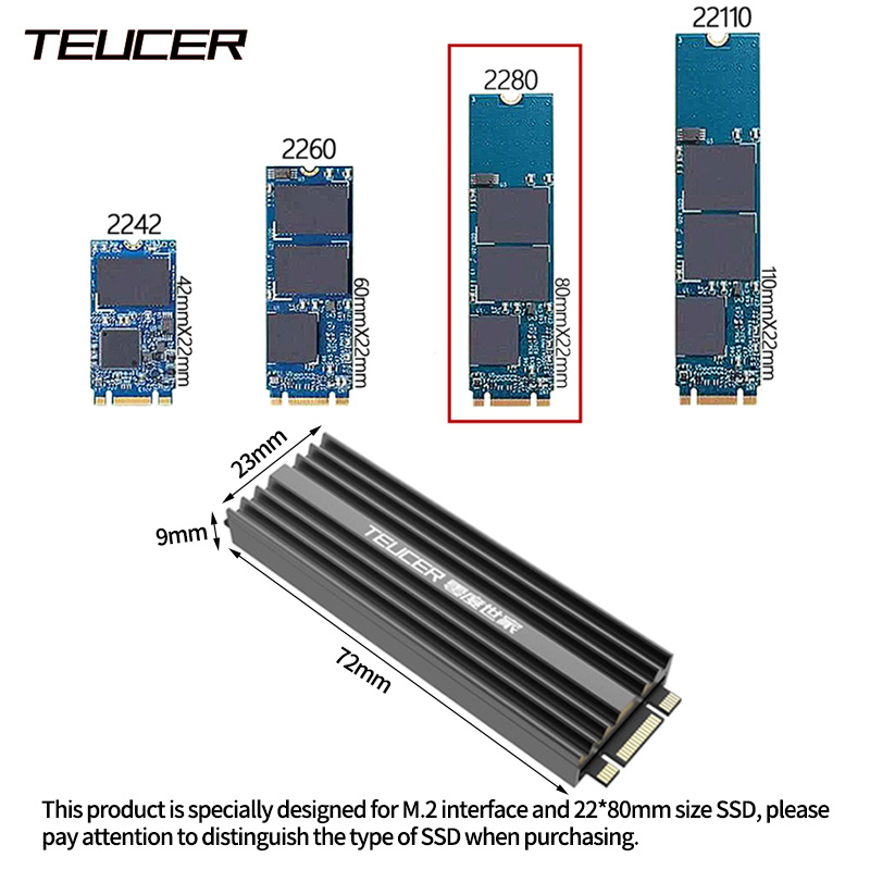 TEUCER M2 SSD Heatsink NVME 22 - M2 Heatsink Cooler 评论和价格