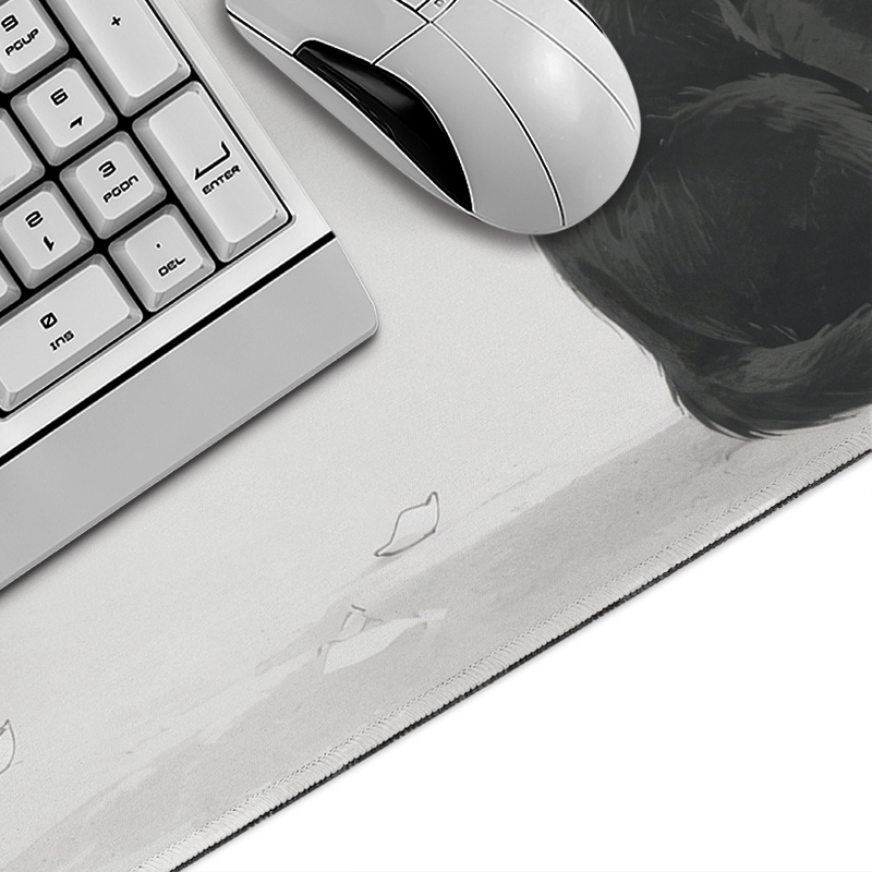 White Cherry Blossoms Black Ca - Gaming Mouse Pad Xl 评论和价格