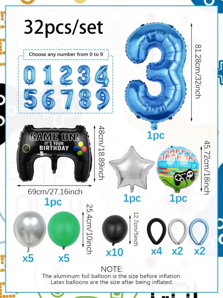 32PCS Game Theme Birthday Numb - Gaming Accessories Boys 评论和价格